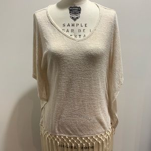 Black Brad Cream Tassel Blouse M